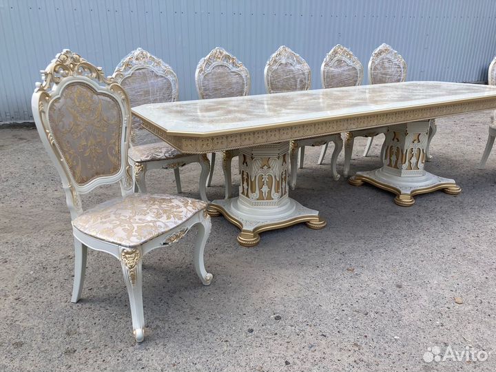 Стол Голд Мраморный и стулья