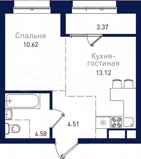 1-к. квартира, 36,2 м², 9/19 эт.