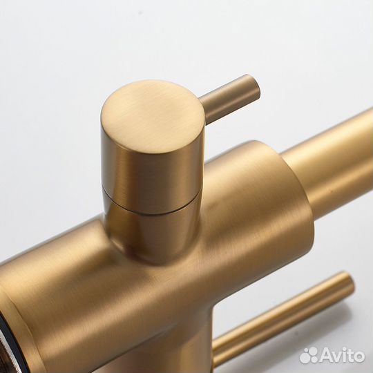 Кухонный смеситель фильтр золотой сатин Shevanik