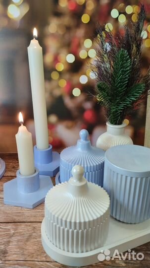 Поднос подсвечник шкатулка стакан из гипса