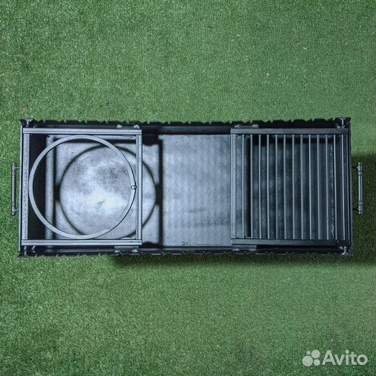 Мангал разборный 800 мм с полками и дровницей