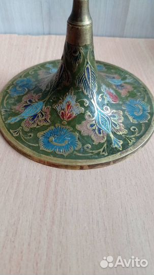 Подсвечник Индия латунь эмаль 34 см
