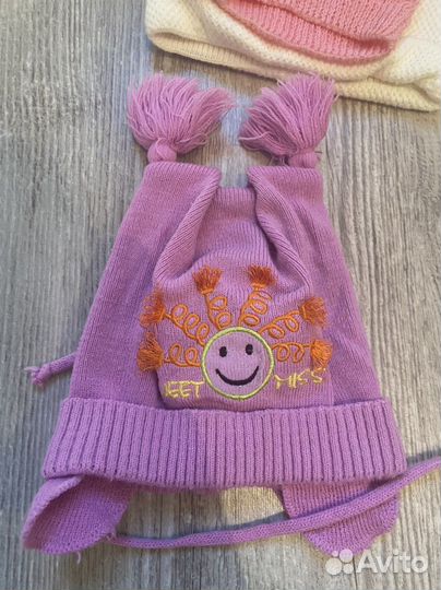 Шапочки на девочку 1-2 г