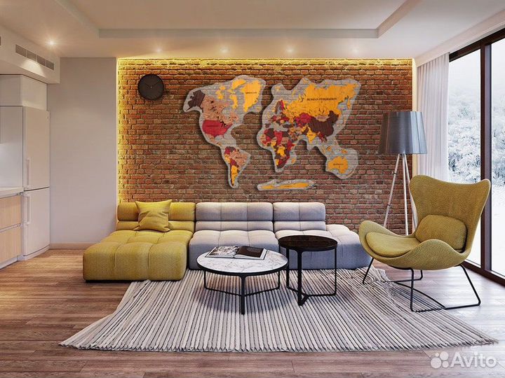 Карта мира из дерева Монтеверде Томск