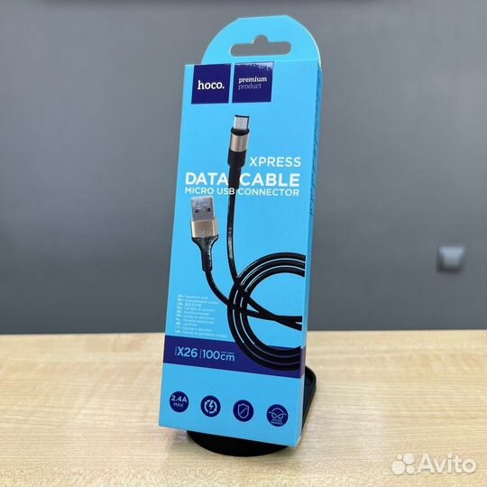 Кабель Hoco X26 Xpress microusb Black-Gold, 1м