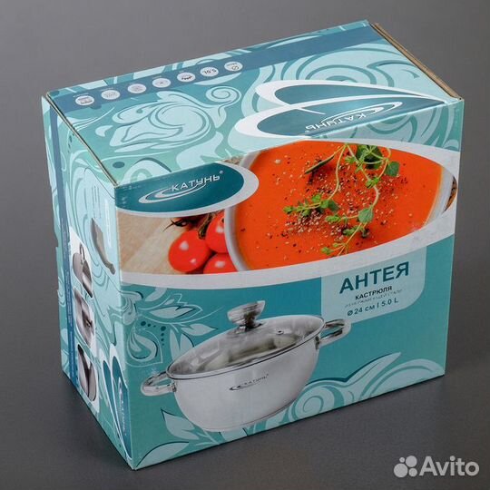 Кастрюля 'Антея', 5 л, d24 см, капсульное дно, сте