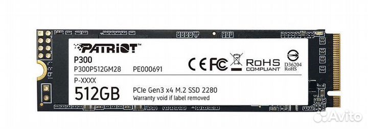 Ssd m2 Patriot P300 512 Gb PCI-e Gen3 x4