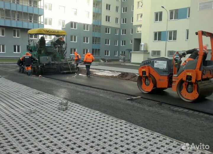 Асфальтирование, укладка асфальтовой крошки