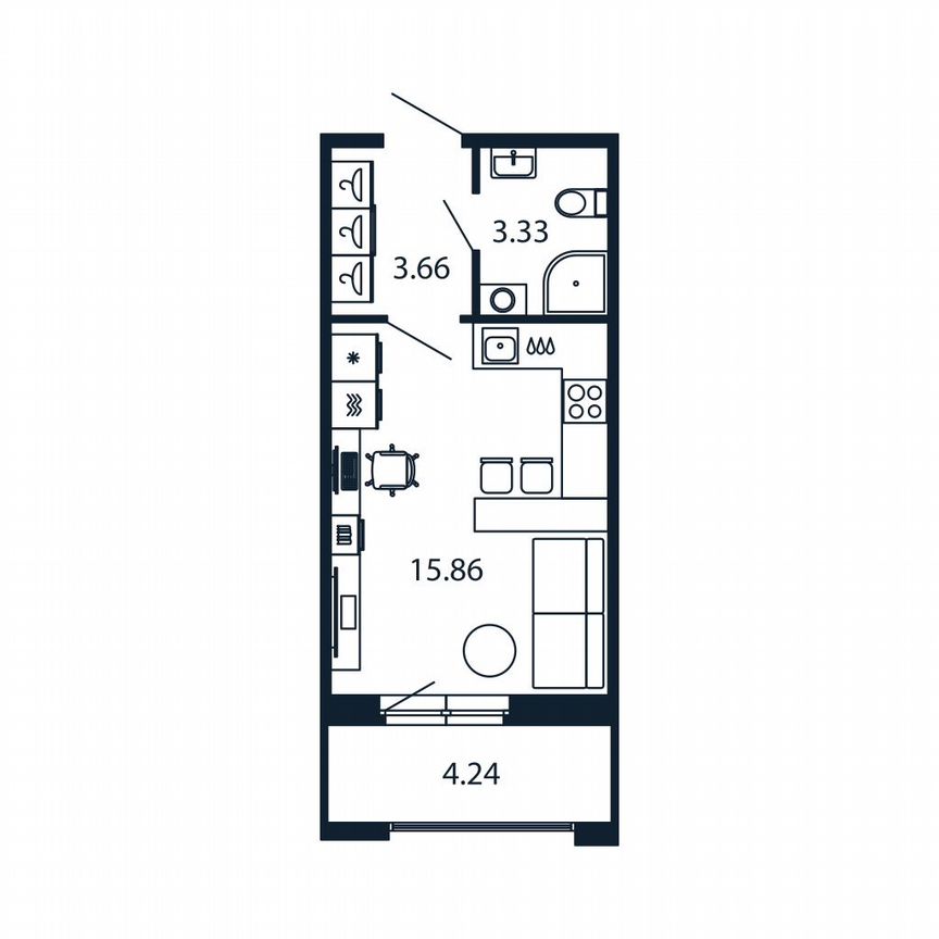 Квартира-студия, 25 м², 6/12 эт.