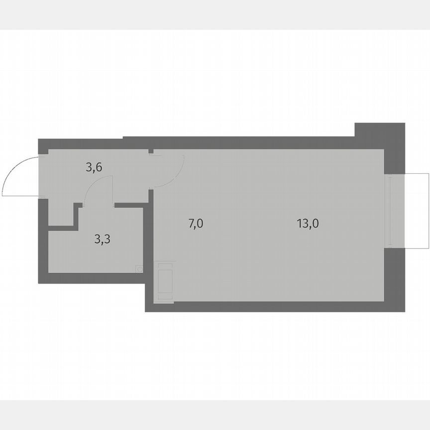 Квартира-студия, 26,9 м², 3/6 эт.