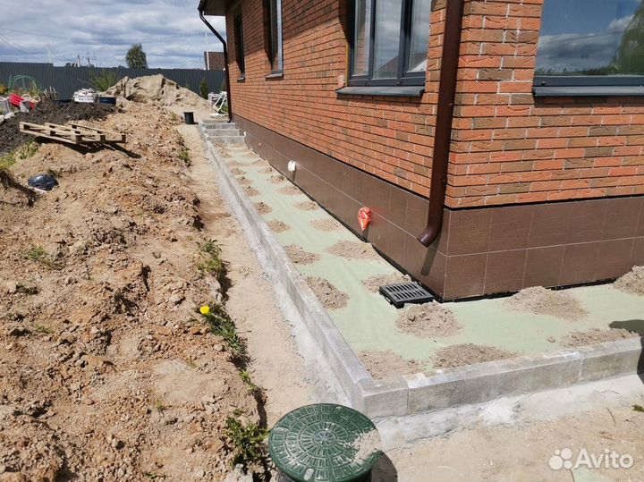 Дренаж участка, ливневка, отмостка