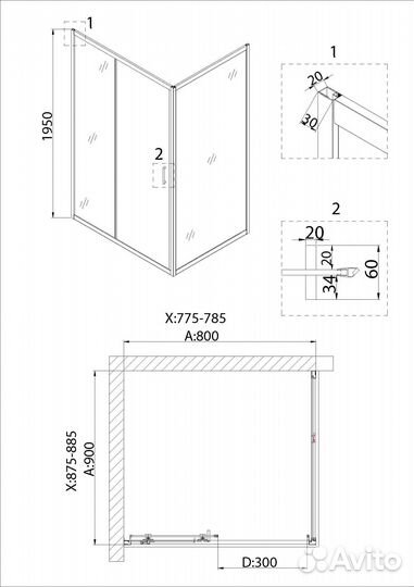Душ. уголок Niagara 80x90 Black ng-82-8ab-a90b
