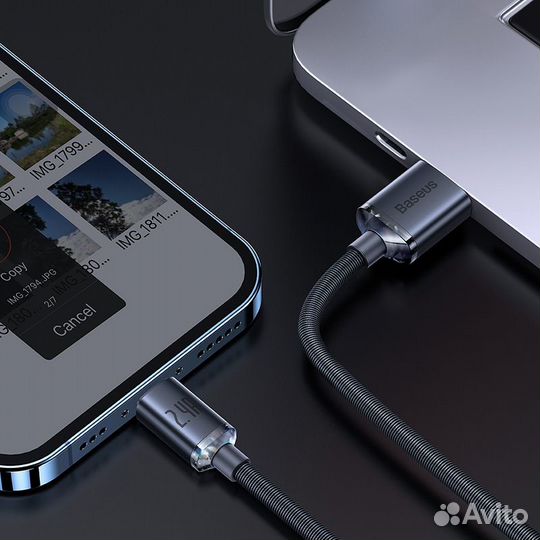 Кабель Baseus Crystal USB - Lightning 2.4A 1.2m