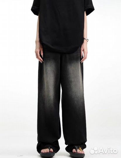 Джинсы Черные Широкие y2k