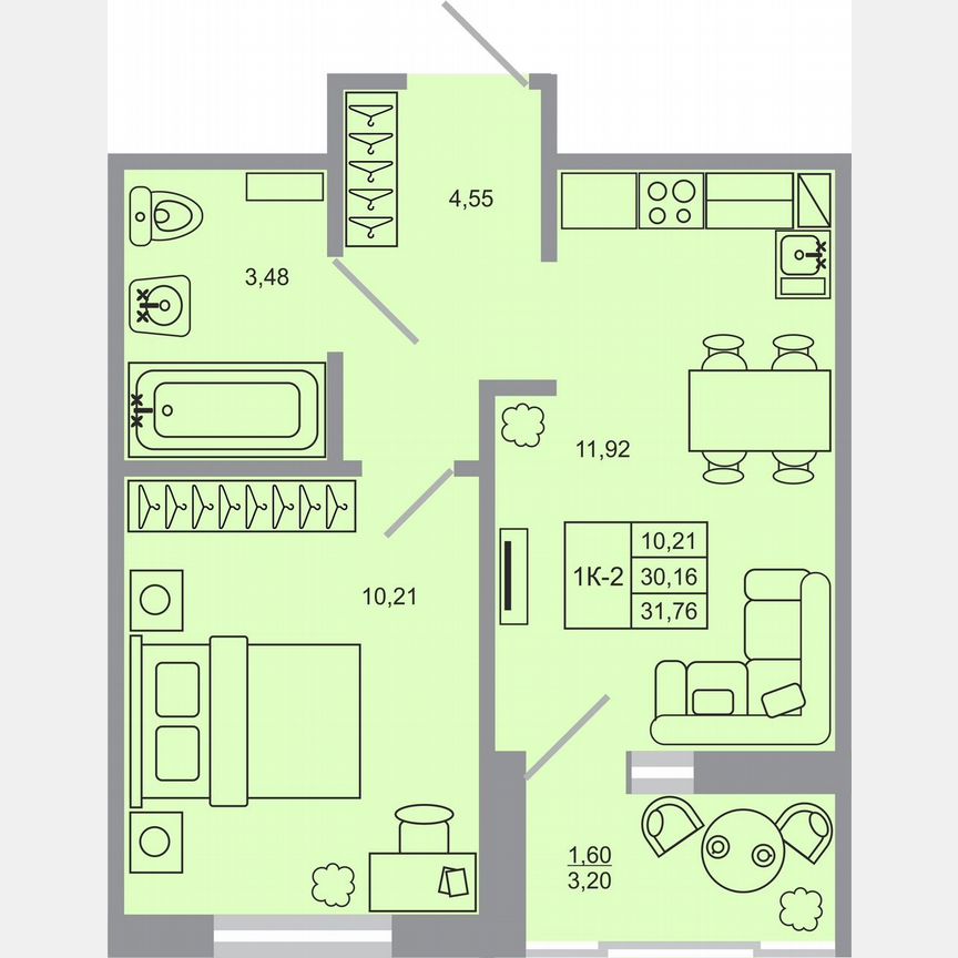 1-к. квартира, 31,8 м², 9/17 эт.