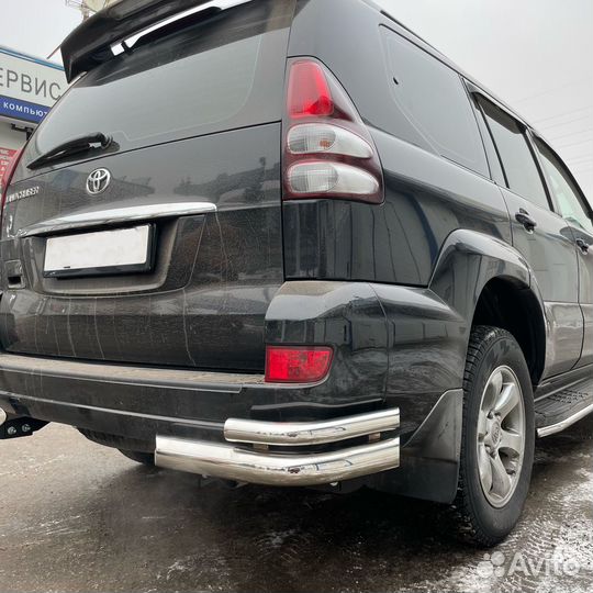 Защита заднего бампера уголки Toyota Prado 120