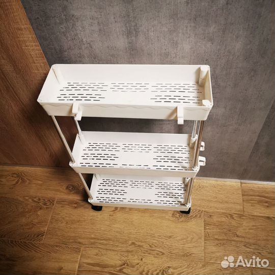 Этажерка на колесиках узкая 3 яруса