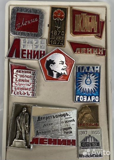 Значки 100 лет В.И.Ленин,комплект 12 штук