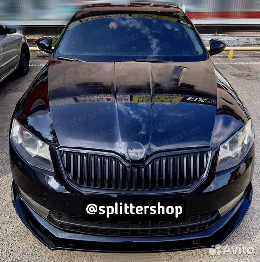 Сплиттер губа на бампер Skoda Octavia A7 A7FL