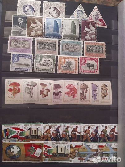 Почтовые марки грибы, цветы, бабочки и др