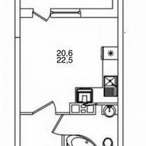 Квартира-студия, 22,5 м², 2/16 эт.