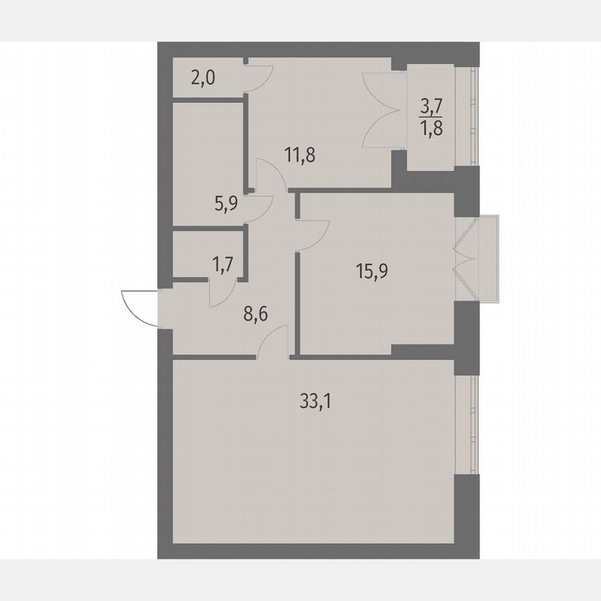 2-к. квартира, 80,9 м², 12/13 эт.
