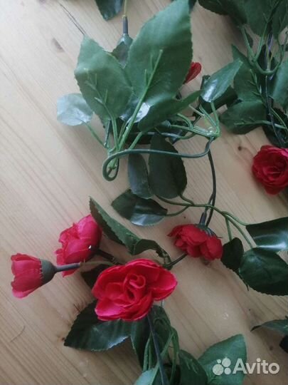 Искусственные цветы, лиана с розами, 2 метра