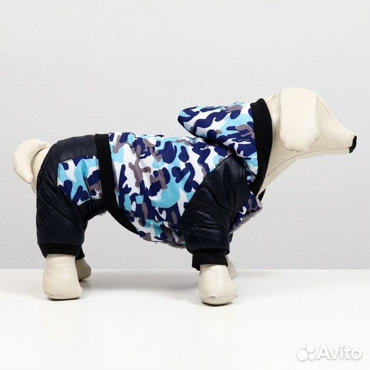 Комбинезон для собак на меховом подкладе с капюшон