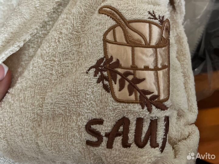 Мужской набор для бани(халат+2 шапочки)