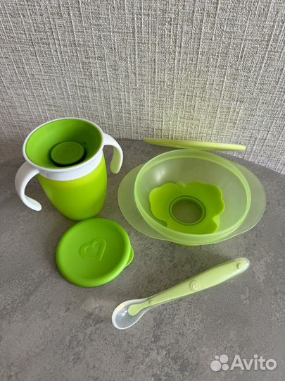 Поильник непроливайка munchkin, тарелочка, ложечка