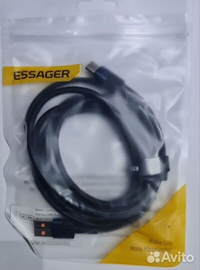 Кабель Essager 2m Type-A на Type-C до 100w