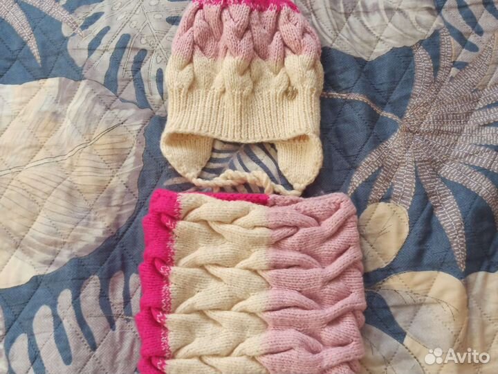 Шапка со снудом для девочки