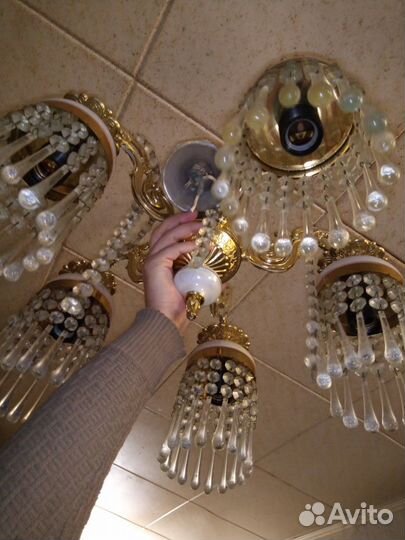 Люстра хрусталь/фарфор/позолоченный СССР