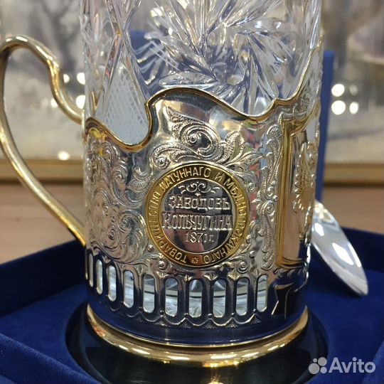 Подстаканник мельхиоровый герб РФ/глухарь