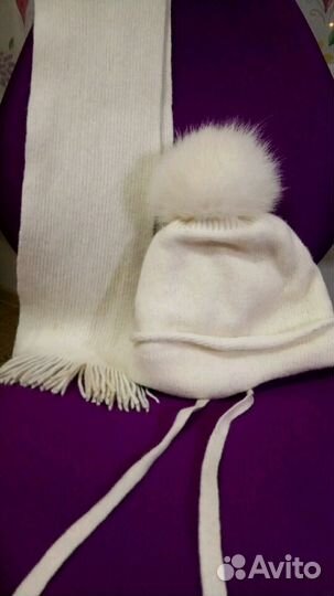 Теплая Шапка и шарф для девочки зима