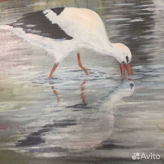 Картина «Аисты на озере»