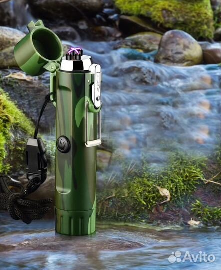 Тактическая зажигалка с фонариком и компасом