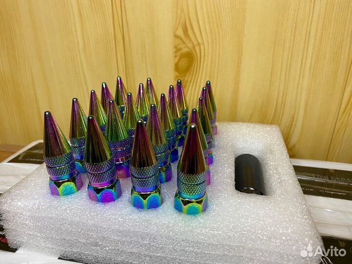 Гайки пики 12*1.25. Стальные. Радужный хром