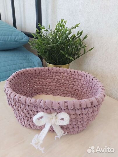 Корзинка из трикотажной пряжи