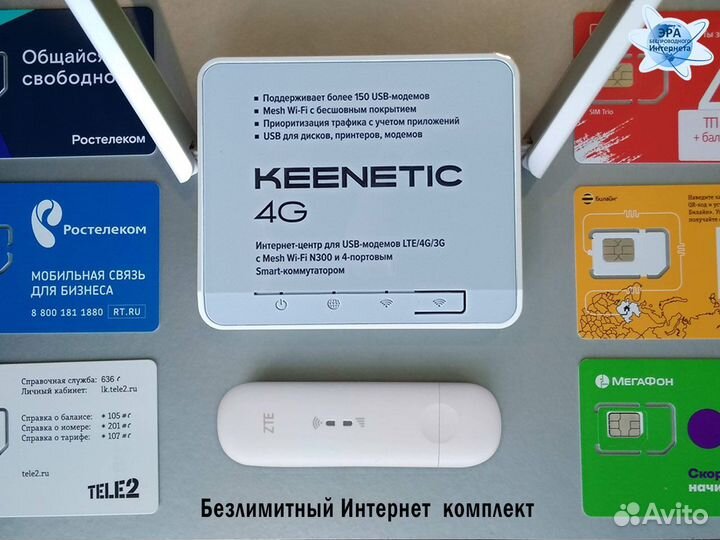 Комплект модем ZTE79 + роутер Keenetic 4G Безлимит