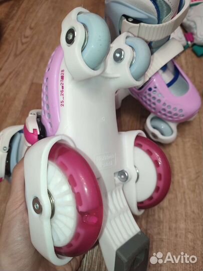 Роликовые коньки детские раздвижные+шлем+защита