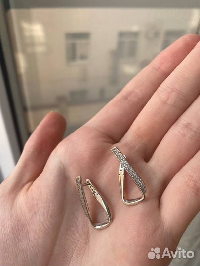 Серьги кольца серебро