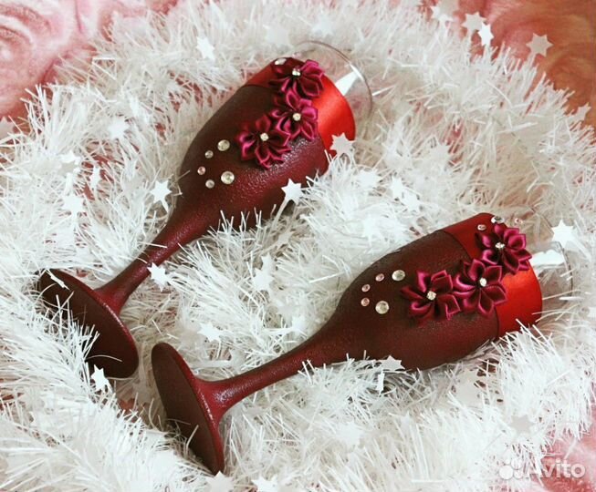 Свадебные бокалы ручной работы (в наличии)