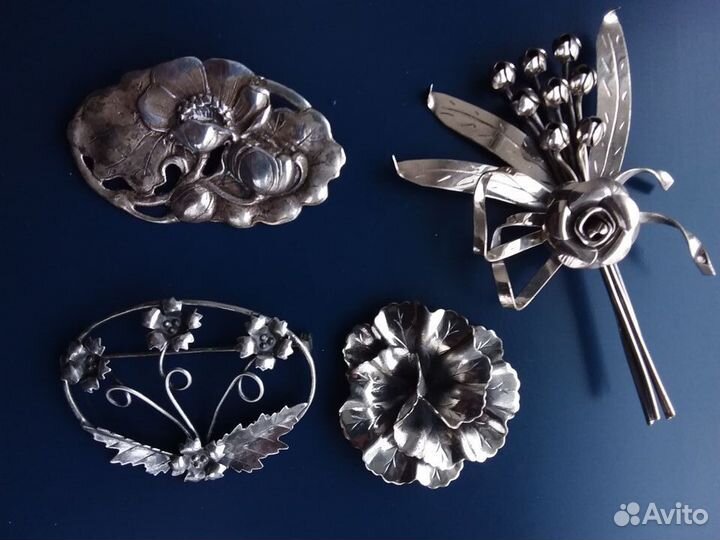 Винтажные броши Sterling Lang Danecraft 1940 г США