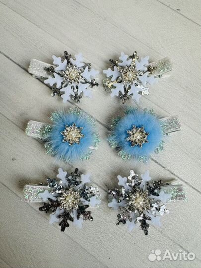Резинка для волос, бантики, снежинки, заколки