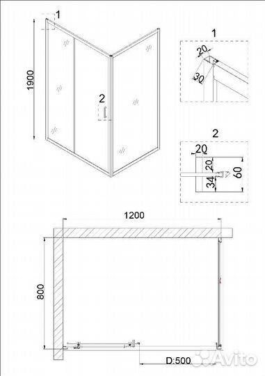 Душевое ограждение Niagara NG-42-12AG-A80G (120*80