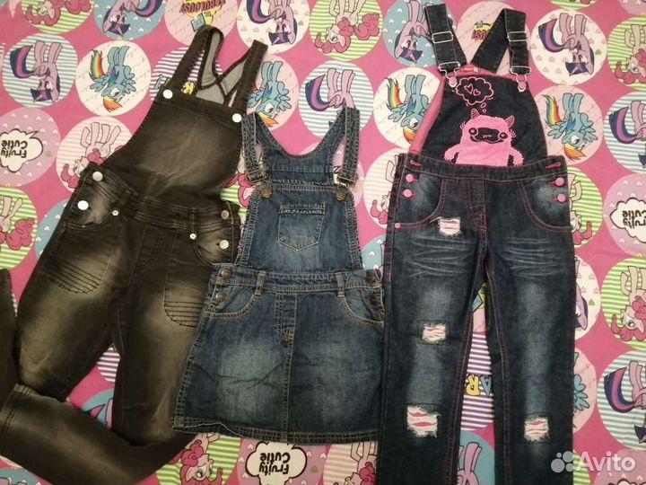 Джинсовые комбинезоны, сарафан 5-6 лет