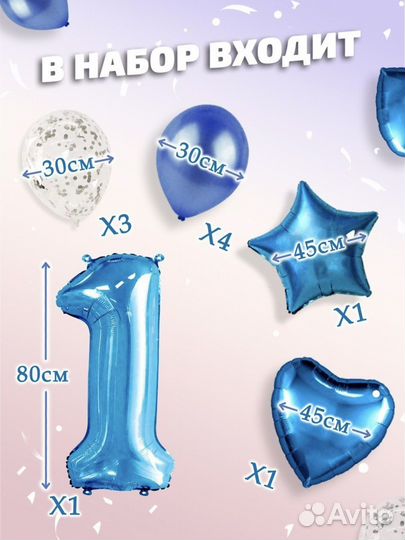Воздушные шарики с цифрой 1