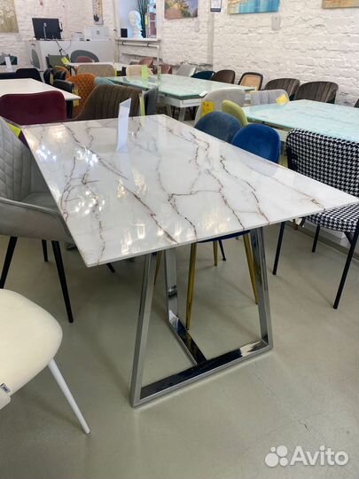 Стол обеденный Даллас 160*90 белый стеклянный