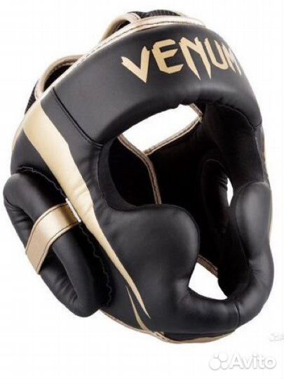 Шлем для бокса и мма venum черный с золотом